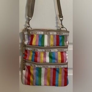 Lesportsac Red and Pink Mini Bag with Vibrant Stripes